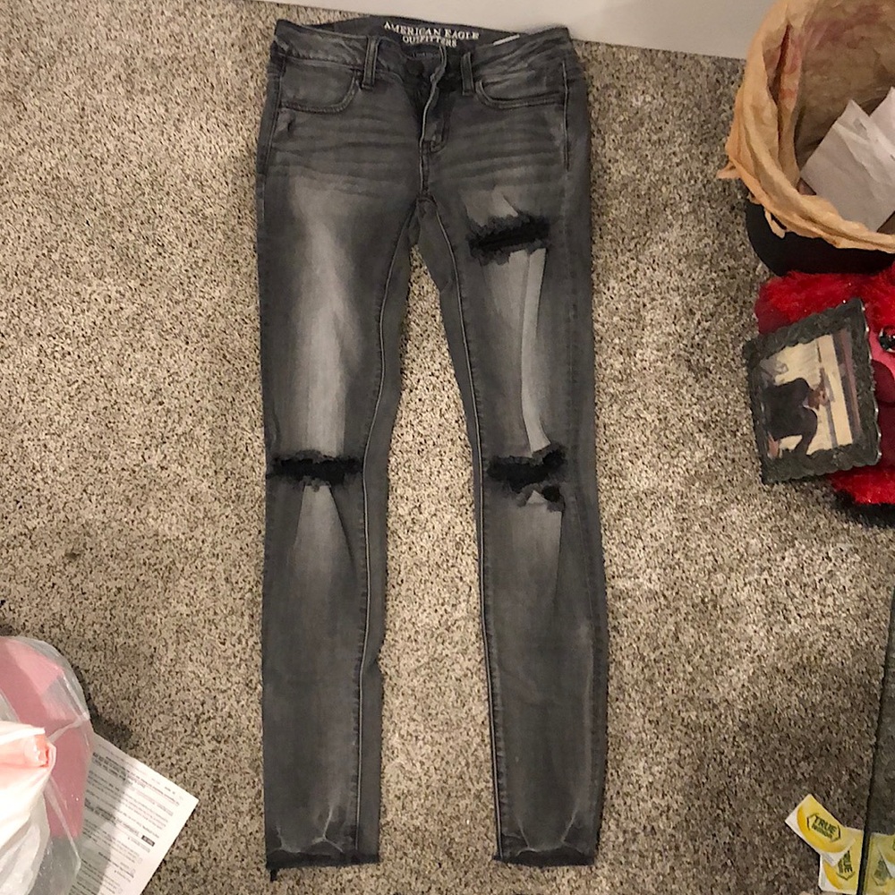 Gray Distressed American Eagle jeans